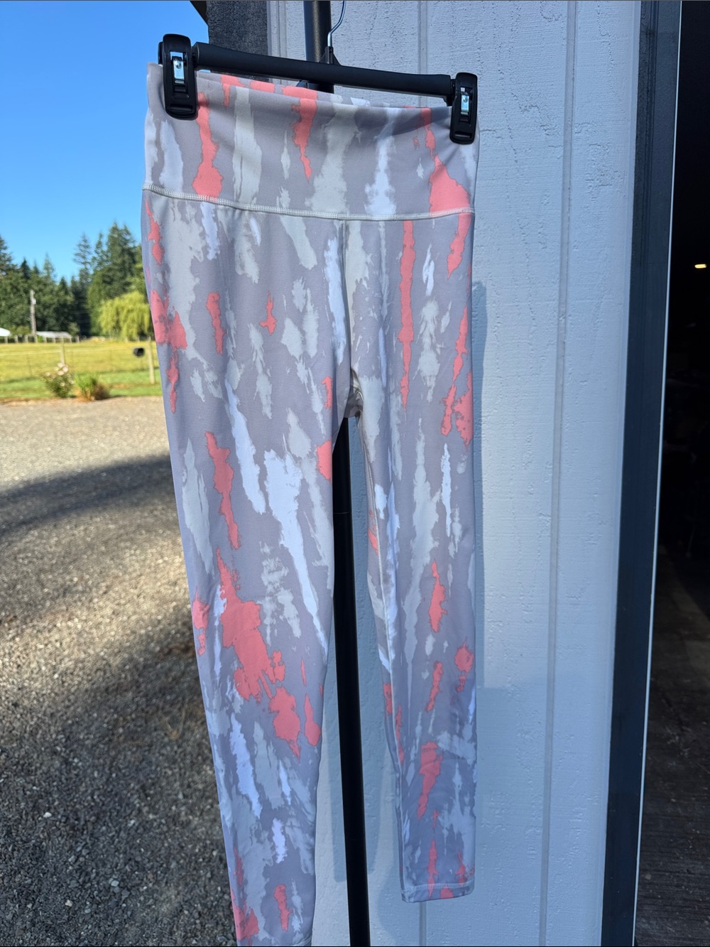 adidas Gray & Coral Abstract Print Leggings